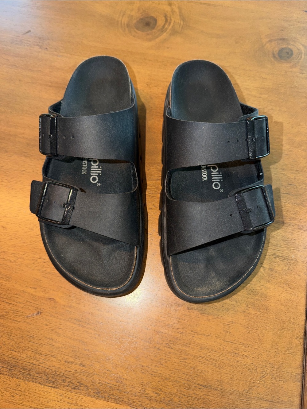 Birkenstock Papillio Black Womens Two-Strap Buckle Sandals